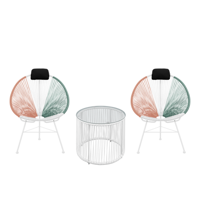 Acapulco Chairs With Acapulco Coffee Table Pink White Green