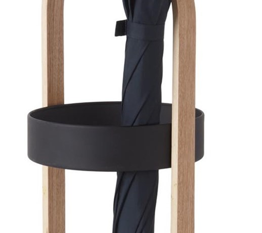 Hub Umbrella Stand Black, Walnut, Umbra HipVan