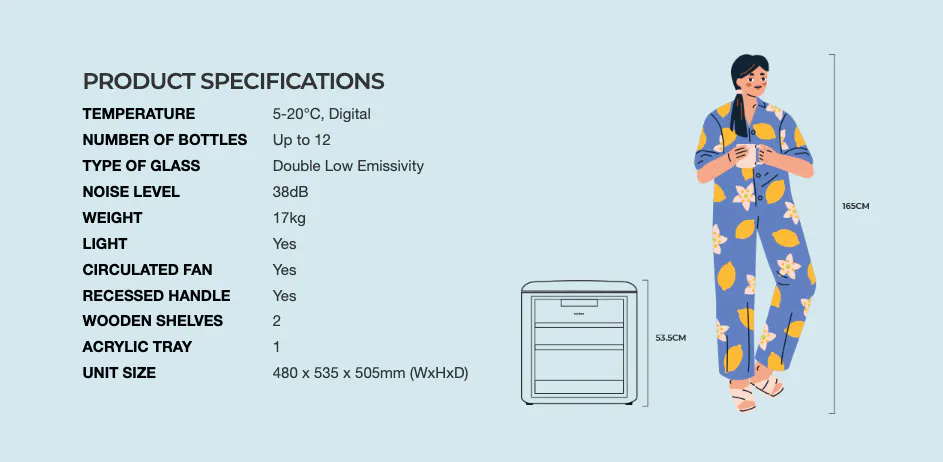 KADEKA KP115ER Play Series 12 Bottle Wine Chiller / Mini Bar - Mint Green - 10 - Digital, Low Emissivity, Comfortable