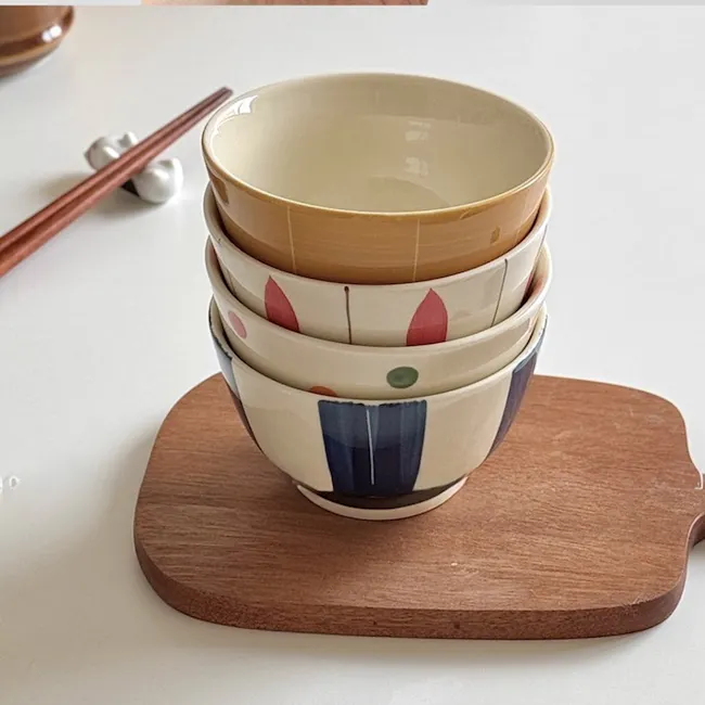 Mino Ceramic Rice Bowl - Colorful Polka - 4