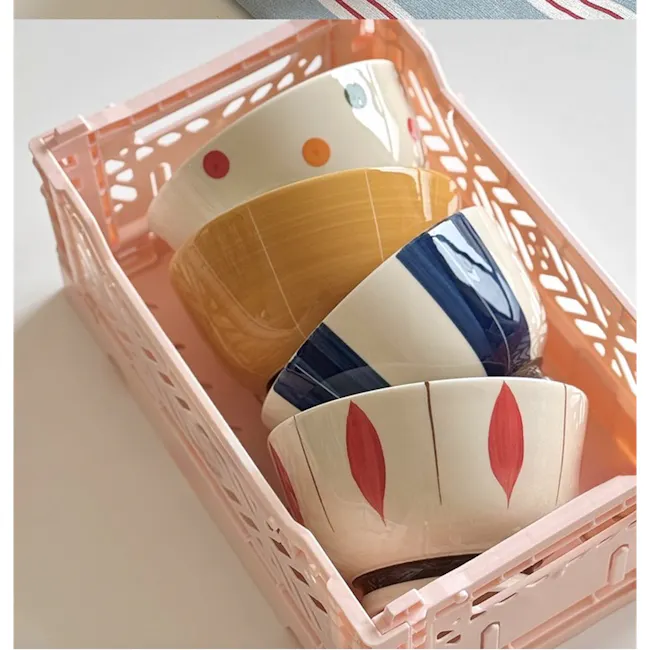Mino Ceramic Rice Bowl - Colorful Polka - 5
