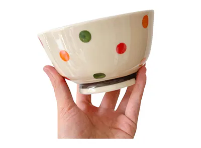 Mino Ceramic Rice Bowl - Colorful Polka