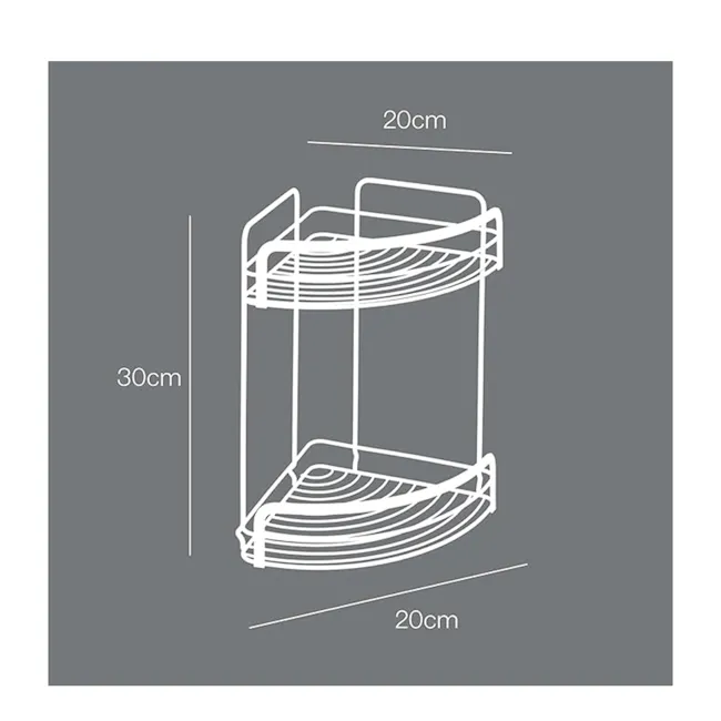 Metaltex Origin 2 Tier Corner Shelf - Black - 5 - Adjustable shelving unit with two levels, 30cm height for versatile