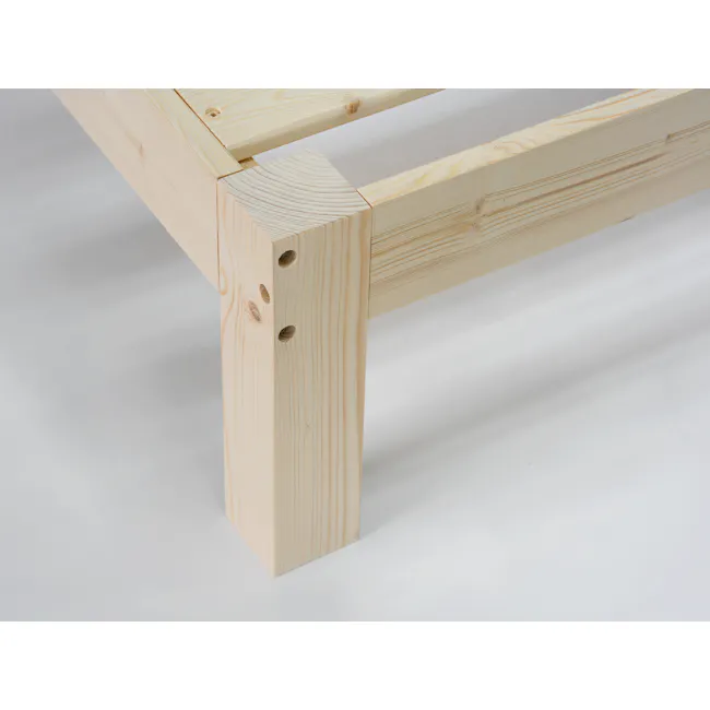 Katana Single Wooden Headboard Bed - 7 - Light wooden frame, natural wood grain, vertical planks, horizontal joints, sturdy