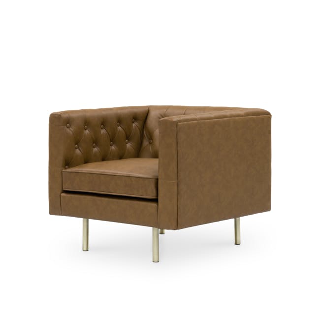 Cadencia 3 Seater Sofa with Cadencia Armchair - Tan (Faux Leather) - 9