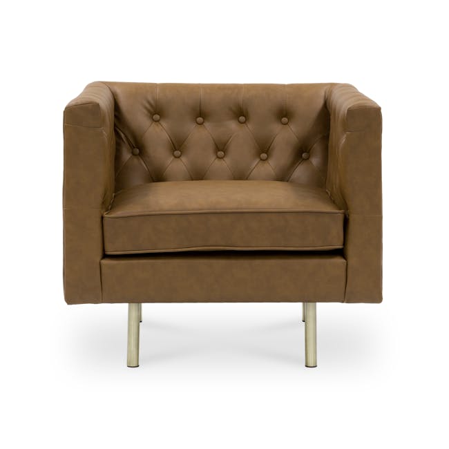 Cadencia 3 Seater Sofa with Cadencia Armchair - Tan (Faux Leather) - 8