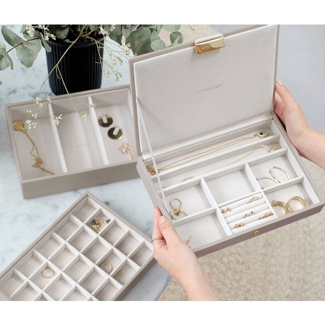 Stackers Classic Jewellery Box with Lid - Taupe - 1