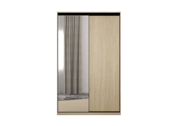 Lorren Sliding Door Wardrobe 2 with Mirror - Herringbone Oak - 7
