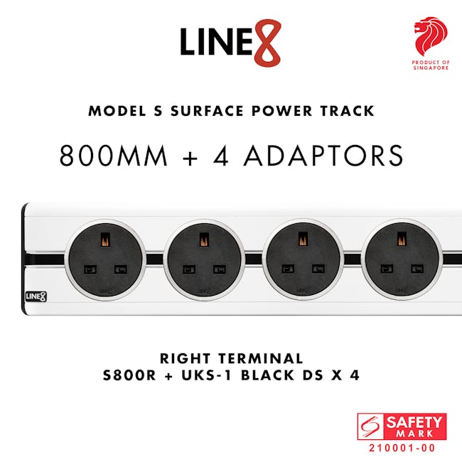 Line8 Power Track 800mm + 4 Adaptors Bundle - Pearl White - 5