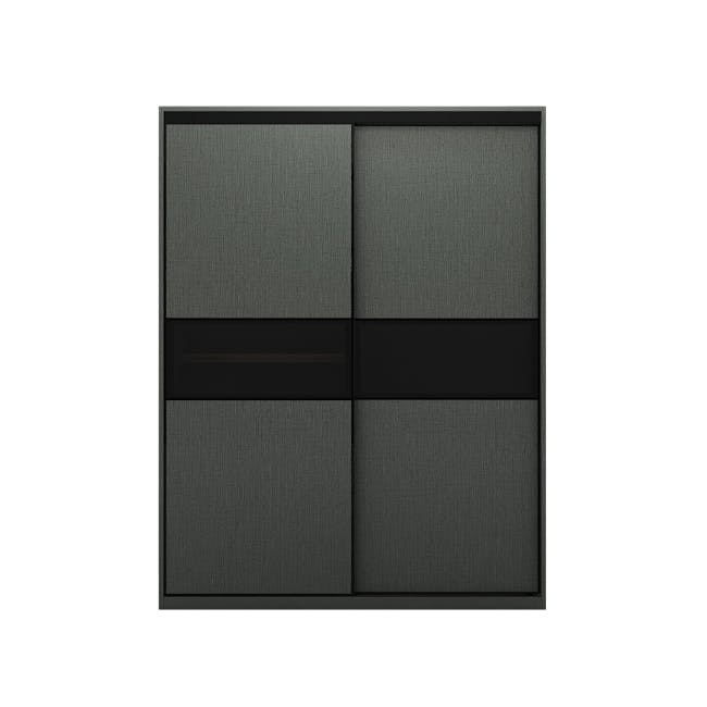 Lorren Sliding Door Wardrobe 1 with Glass Panel - Graphite Linen - 0