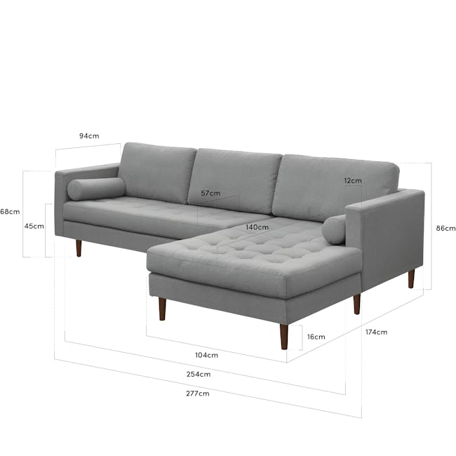 Nolan L-Shaped Sofa - Slate (Fabric) - 9
