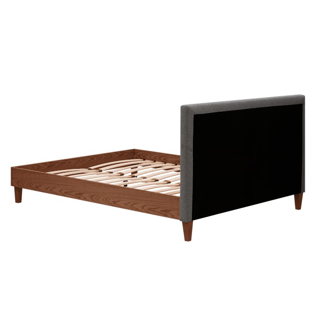 Landon Queen Bed with 2 Kyoto Single Shelf Bedside Table in Walnut - 7