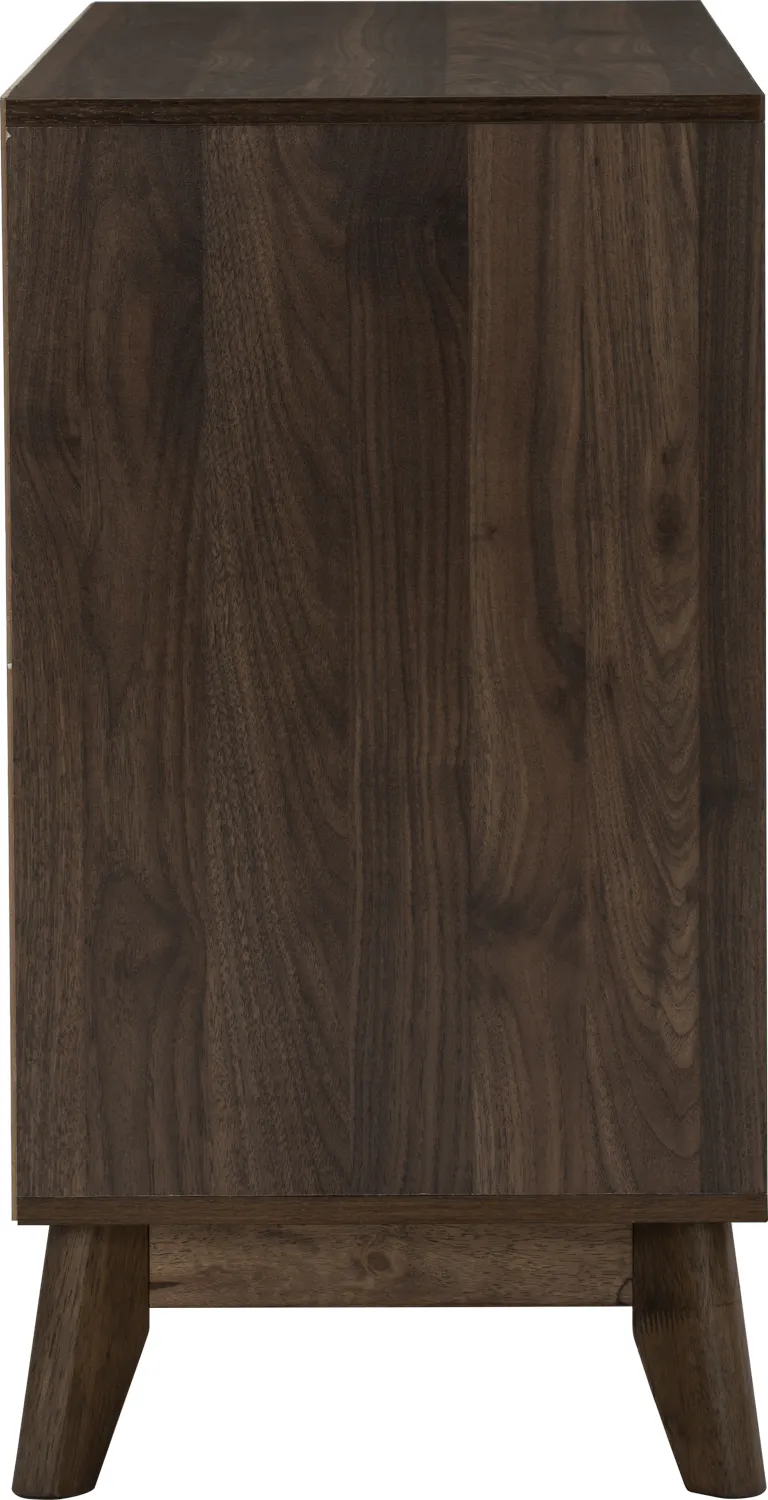 Herschel 6 Drawer Chest 1.2m - Walnut - 10 - Dark wood cabinet with rich, natural grain texture, sturdy wooden legs