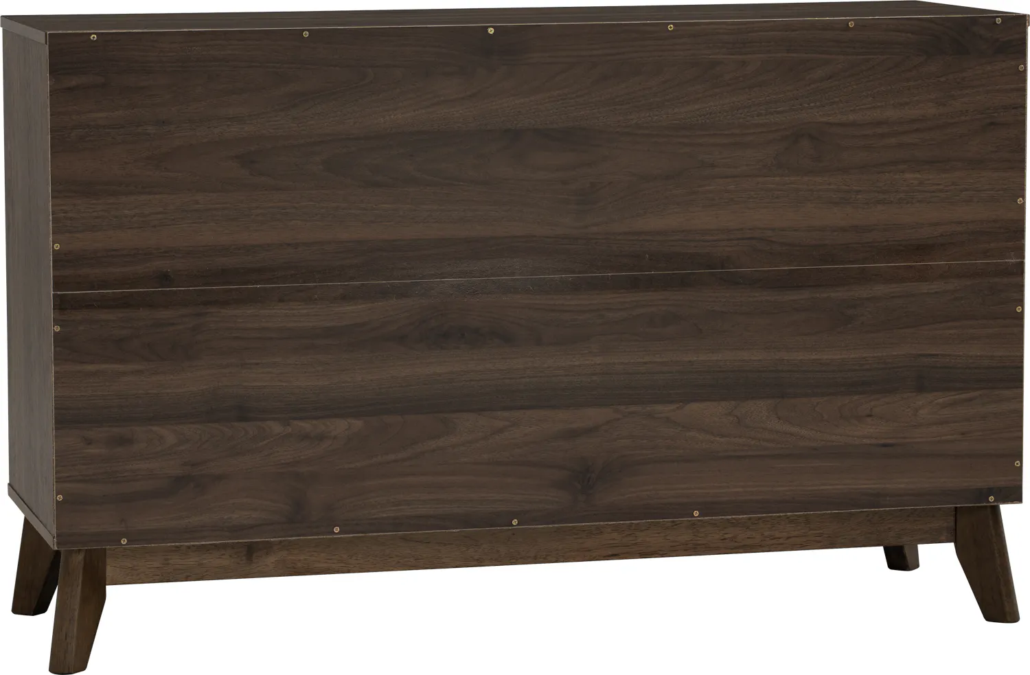 Herschel 6 Drawer Chest 1.2m - Walnut - 11 - Dark wood cabinet with polished finish, sturdy wooden legs, brass screws