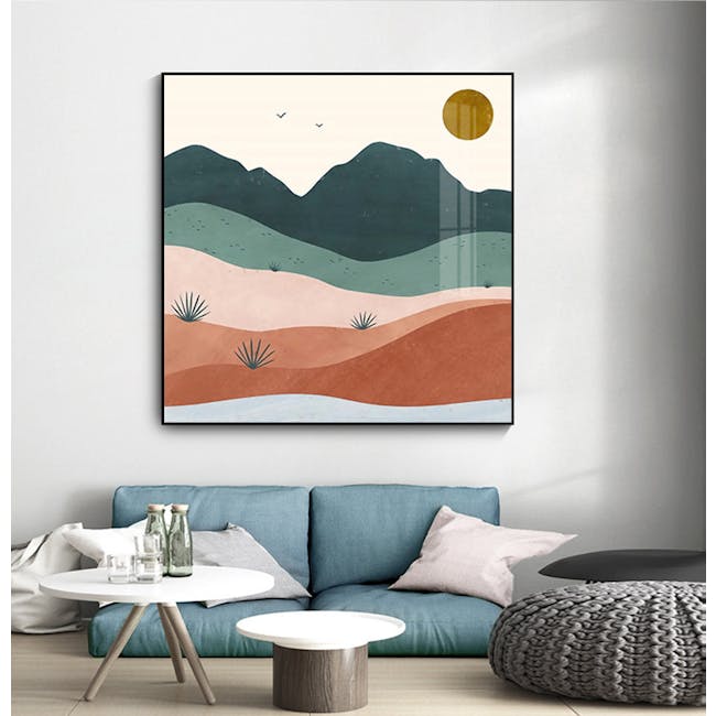 Desert Canvas Print with Black Frame 40cm x 40cm - Colourful Desert - 1