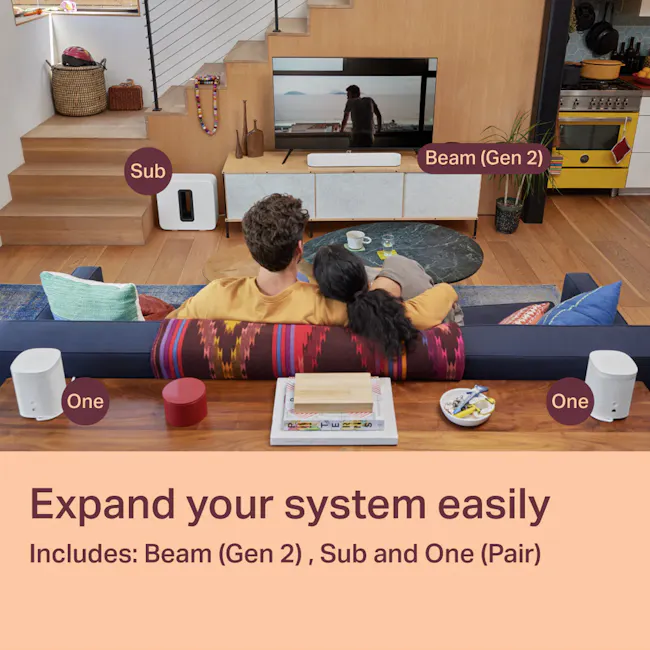 Sonos Beam Gen 2 - Black - 9 - Multi-room audio system with Beam (Gen 2) and Sub, Expandable home audio network, Integrated