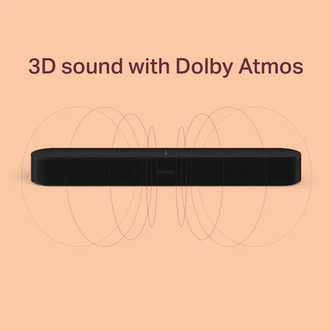Sonos Beam Gen 2 - Black - 4 - 3D sound, Dolby Atmos, Sonos, immersive audio, surround sound, high-fidelity sound, sound
