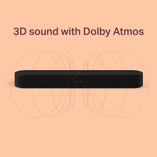 Sonos Beam Gen 2 - Black - 4 - 3D sound, Dolby Atmos, Sonos, immersive audio, surround sound, high-fidelity sound, sound