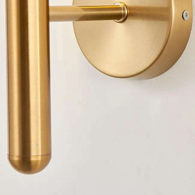 Rita Sphere Sconce - Brass - 5 - Gold finish, sleek design, polished surface, cylindrical shape, wall-mounted fixture, brass