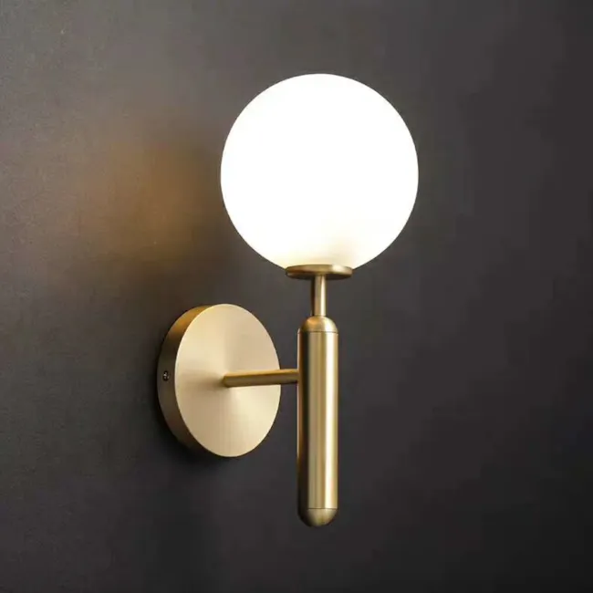 Rita Sphere Sconce - Brass - 4 - Modern wall sconce, minimalist design, round light fixture, brass finish, elegant decor