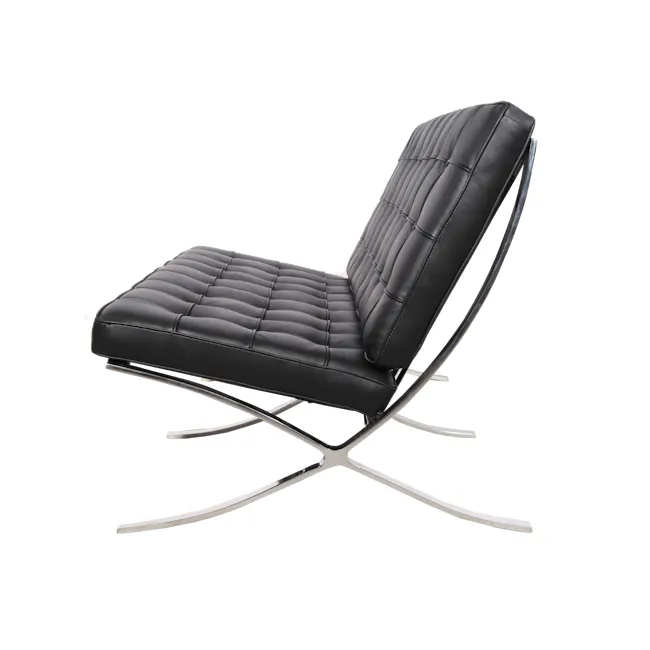 Benton 3 Seater Sofa with Benton 2 Seater Sofa - Black (Genuine Cowhide) - 19 - Black leather lounge chair, sleek design