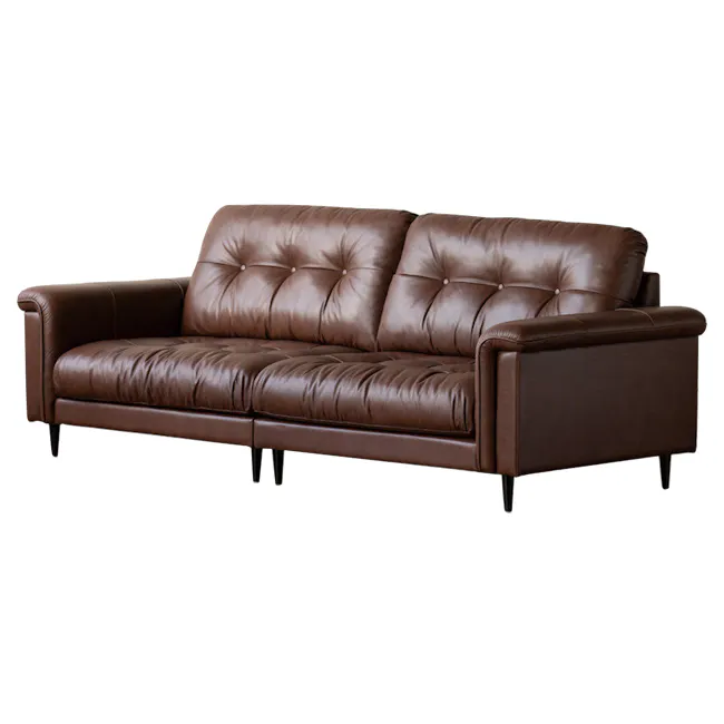 Daytone 3 Seater Sofa - Mocha Brown (Top Grain Leather)