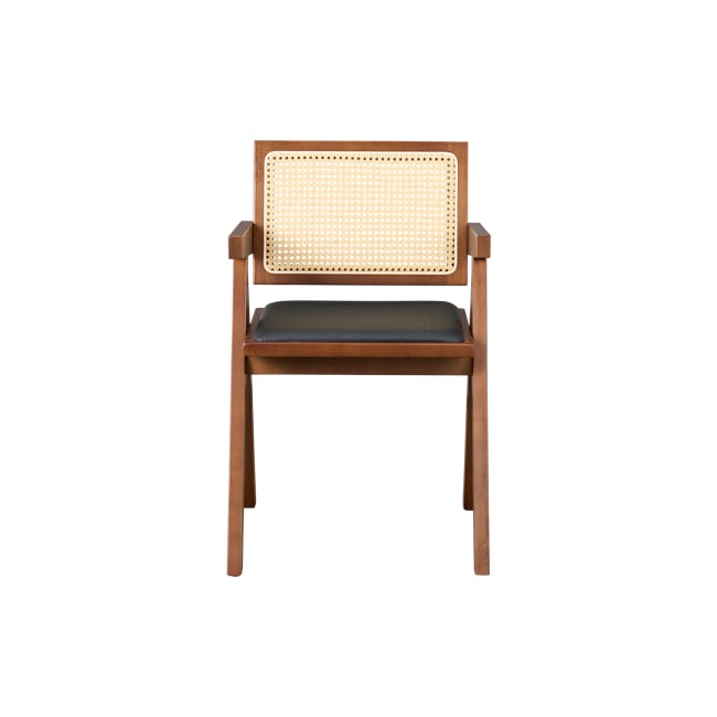 Dean Rattan Armchair - Walnut, Black (Faux Leather) - 5