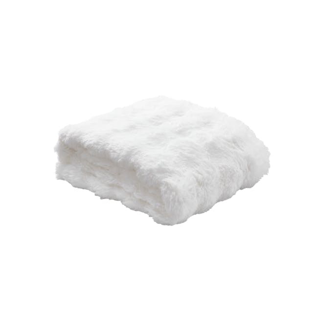 Jaclyn Luxe Plush Throw Blanket in White (2 sizes) - 1 - White fluffy blanket, soft and cozy, luxurious fabric, fluffy
