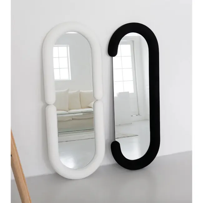 Aruna Standing Wall Mirror - White (Velvet) - 5