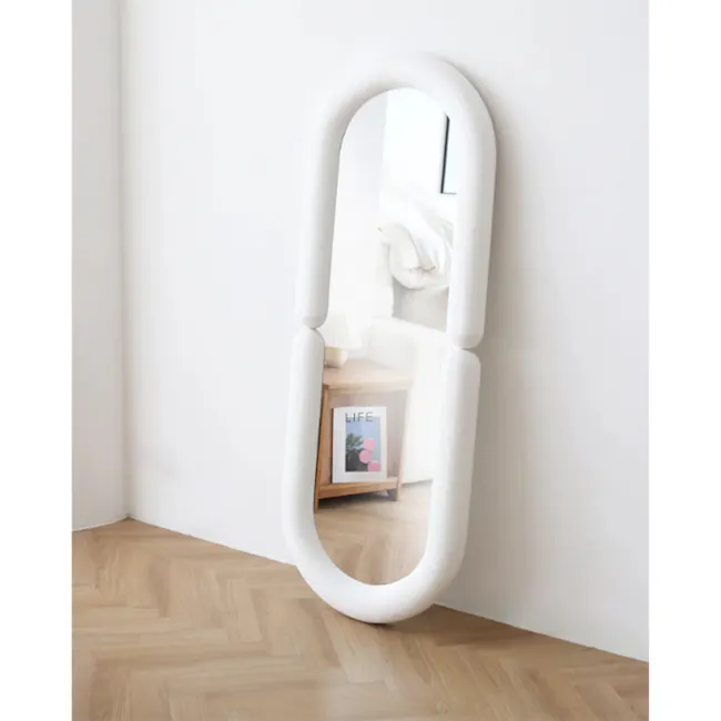Aruna Standing Wall Mirror - White (Velvet) - 9