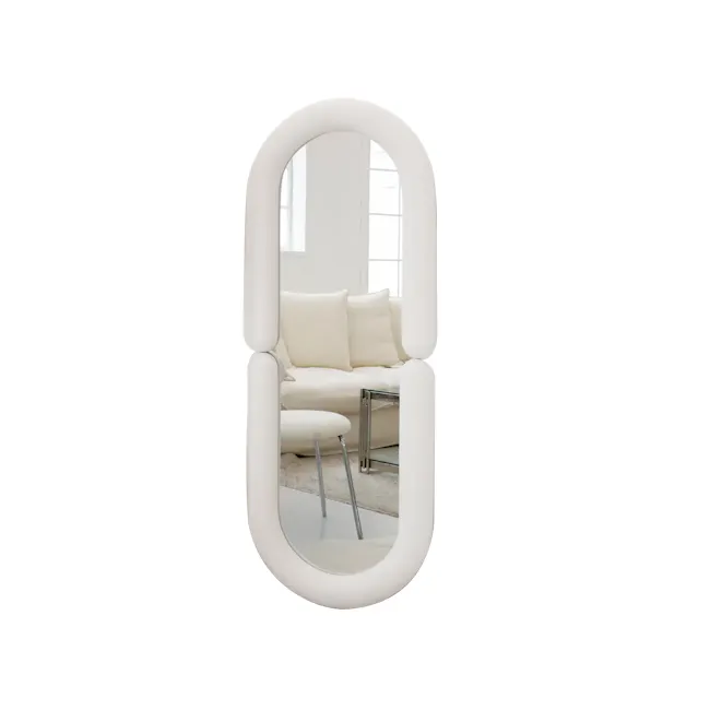 Aruna Standing Wall Mirror - White (Velvet) - 1