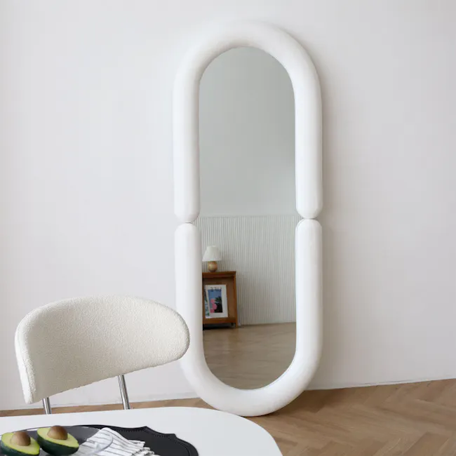 Aruna Standing Wall Mirror - White (Velvet) - 12