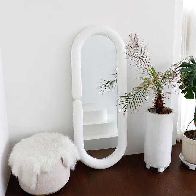 Aruna Standing Wall Mirror - White (Velvet) - 2