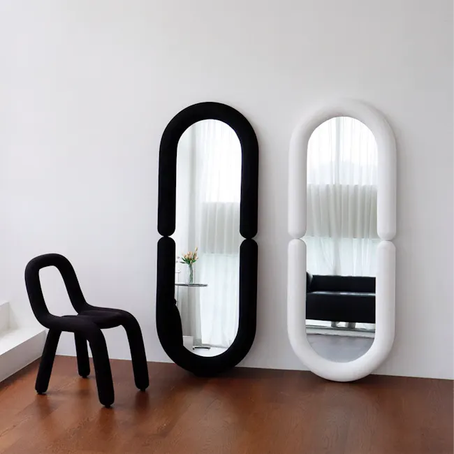 Aruna Standing Wall Mirror - White (Velvet) - 8