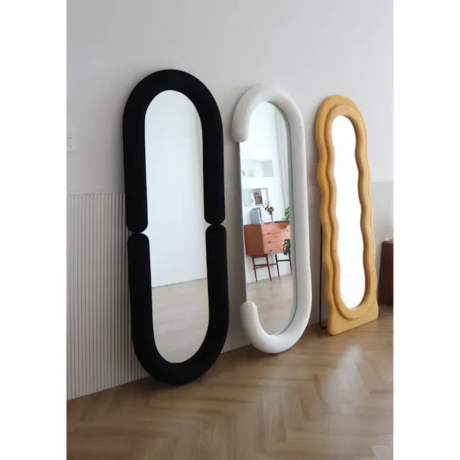 Aruna Standing Wall Mirror - White (Velvet) - 6