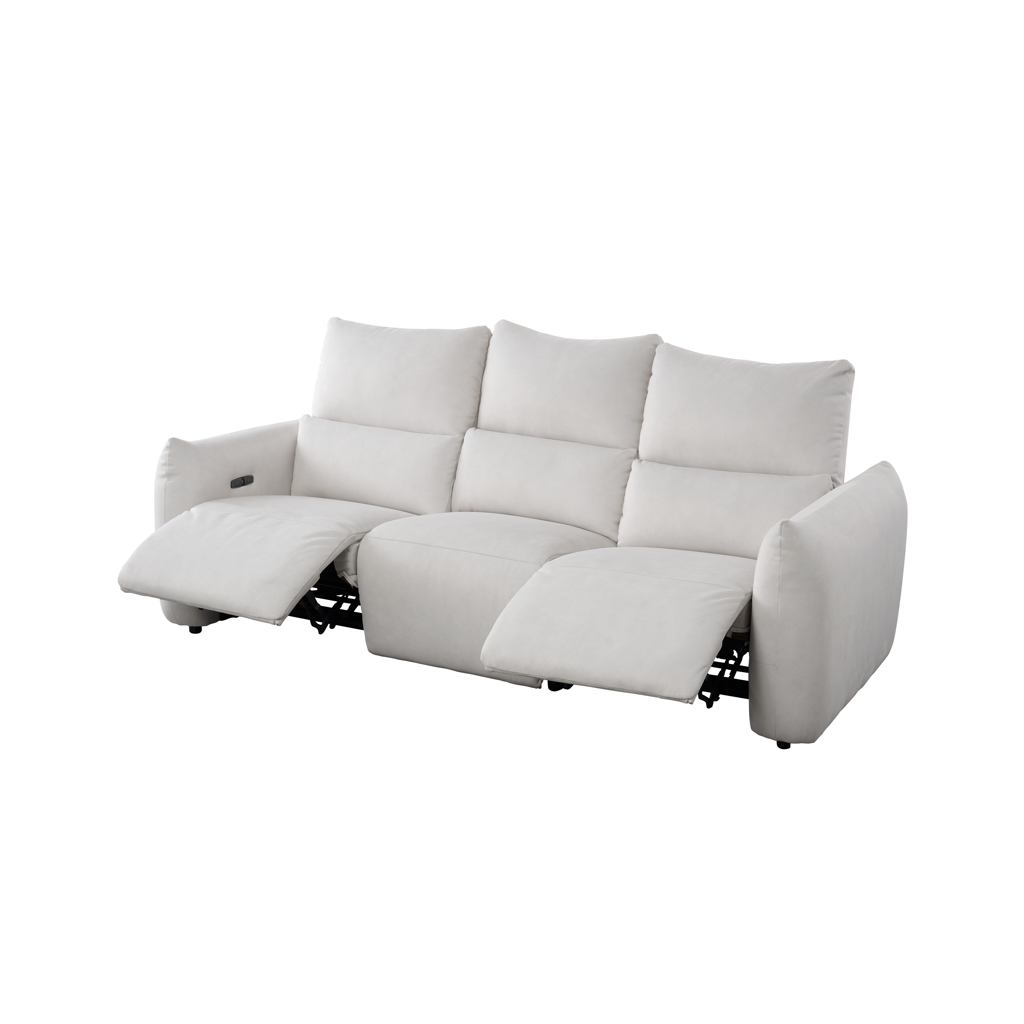 Leighton 3 Seater Power Recliner Sofa - Misty Grey (Scratch Resistant Fabric) - Zero Wall - Image 1