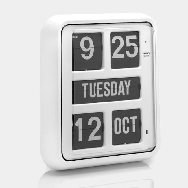 TWEMCO Big Calendar Flip Wall Clock - White Case White Dial - 5