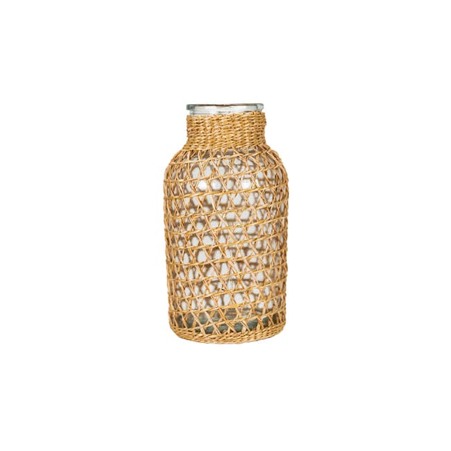 ecoHOUZE Straw Wrapped Glass Vase - Triangle Weave (2 Sizes) - 0