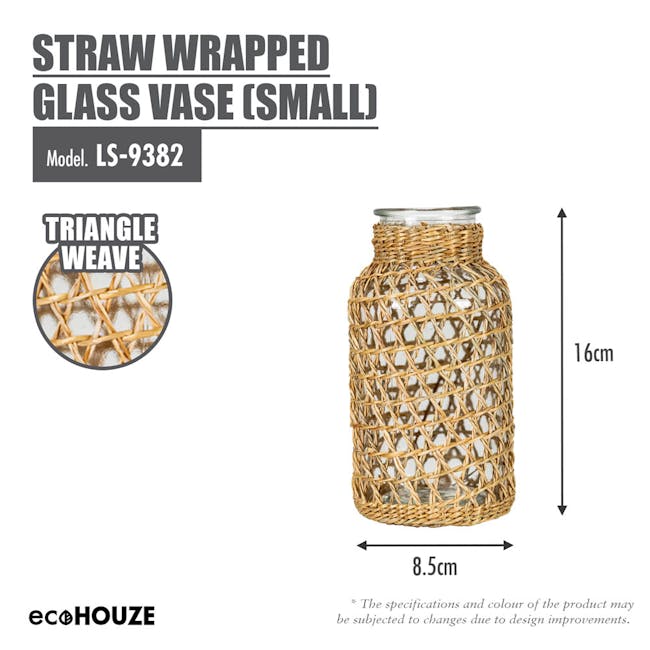 ecoHOUZE Straw Wrapped Glass Vase - Triangle Weave (2 Sizes) - 4