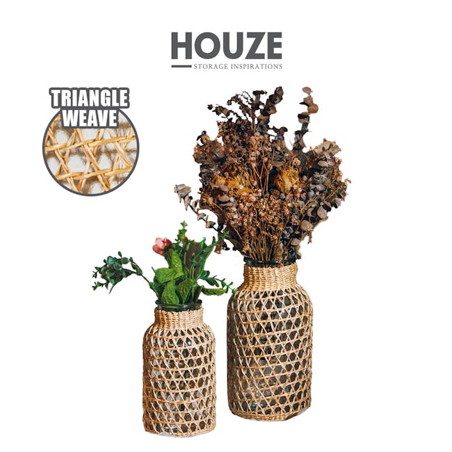ecoHOUZE Straw Wrapped Glass Vase - Triangle Weave (2 Sizes) - 3