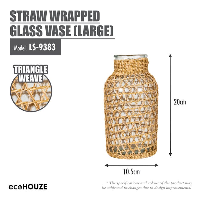 ecoHOUZE Straw Wrapped Glass Vase - Triangle Weave (2 Sizes) - 5