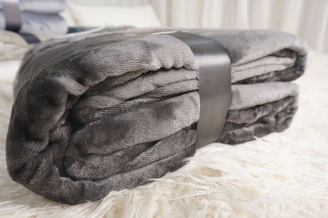 Makayla Velvet Plush Throw Blanket - Grey - 1