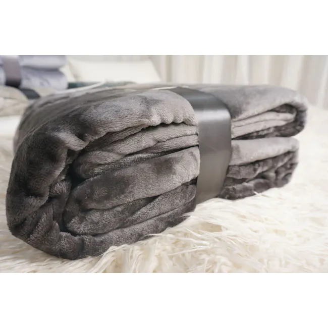 Makayla Velvet Plush Throw Blanket - Grey - 4 - Soft, fluffy, gray, cozy, warm, luxurious, plush, inviting, comfortable, soft