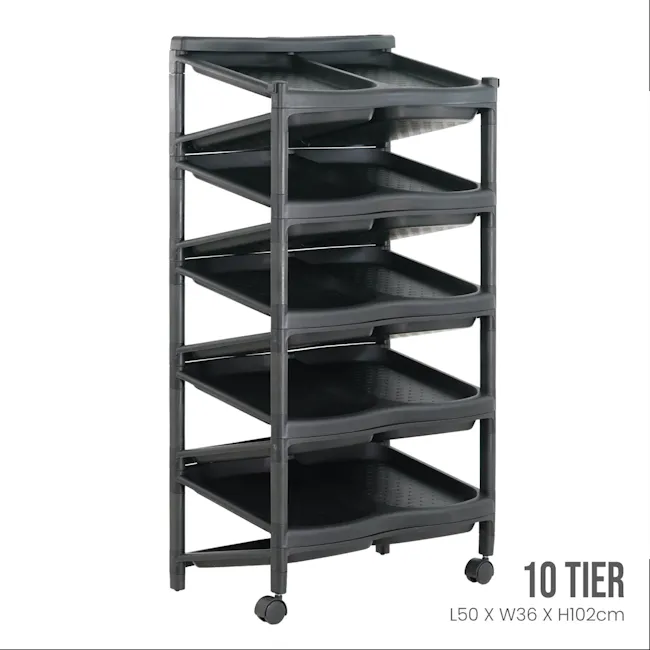 TOYOGO 10 Tier Twin Shoe Rack with 2 Wheels - 3