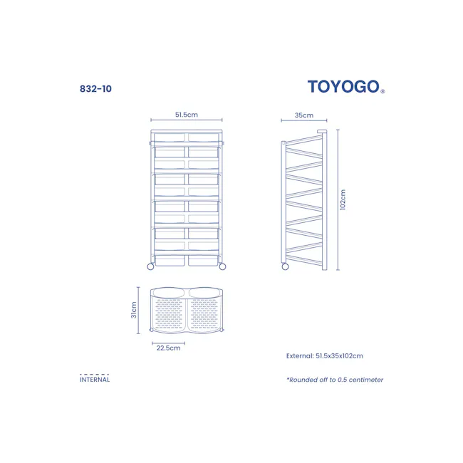 TOYOGO 10 Tier Twin Shoe Rack with 2 Wheels - 2
