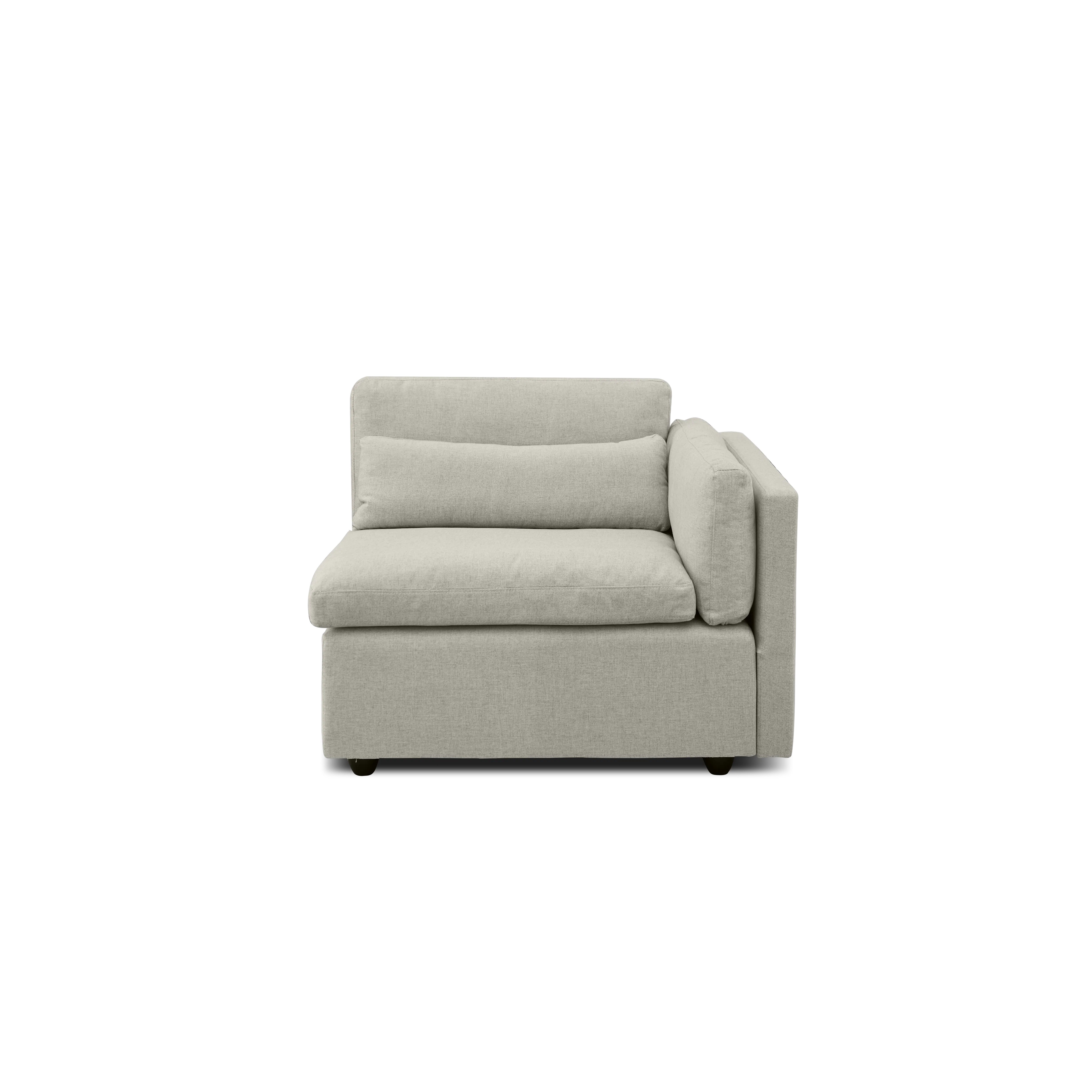 Liam 4 Seater Extended Sofa - Ivory (Fabric) - 14 - Modern minimalist sofa, light gray fabric, comfortable seating, sleek