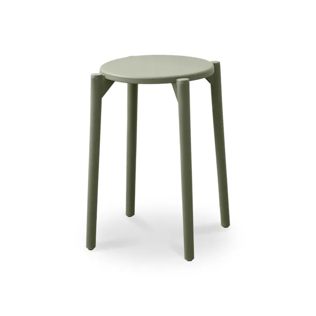 Olly Pop Stackable Stool - Olive - 1 - Round table, minimalist design, green color, four legs, sturdy construction, modern