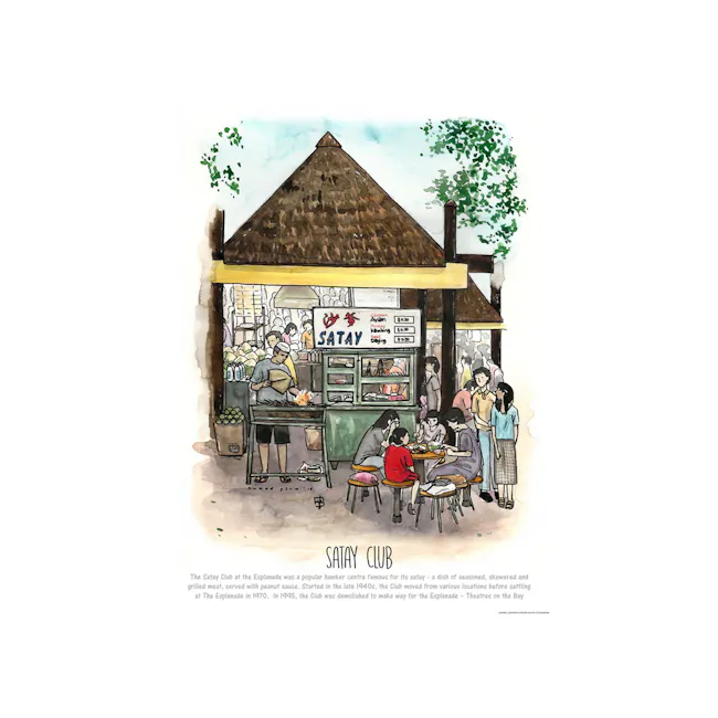 Singapore Yesteryear Satay Club Poster 30 x 40cm - 1
