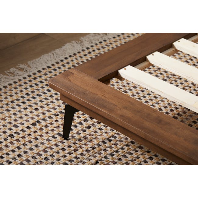 Addison Queen Platform Bed - Walnut, Beige - 14 - Wooden coffee table, wooden legs, wooden slats, wooden surface, wooden