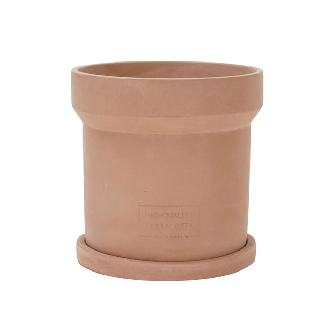Mario Terracotta Pot with Saucer  - Large - 0
